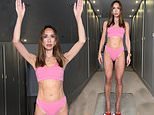 Myleene Klass Flaunts Toned Abs in Pink Lingerie for Freemans Launch