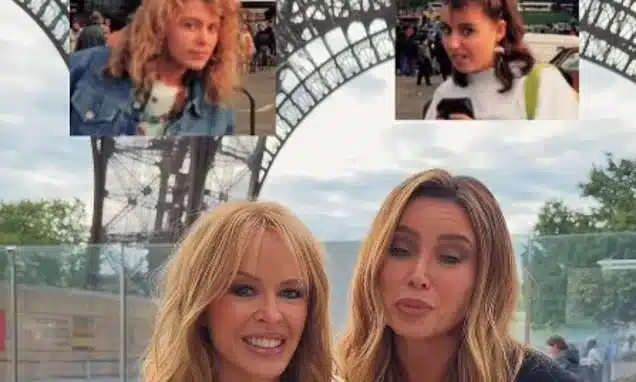 Kylie and Dannii Minogue Recreate 1988 Paris Photo Kylie and Dannii Minogue Recreate 1988 Paris Photo