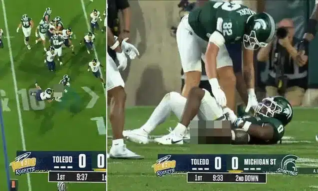 College Football Player’s Pants Pulled Down During Live TV Tackle