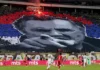 Red Star Fans Display Tifo of Ratko Mladic Ahead of Derby