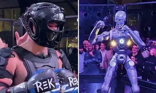 Human vs. Robot Cage Fight: Influencer Takes on 6ft Android